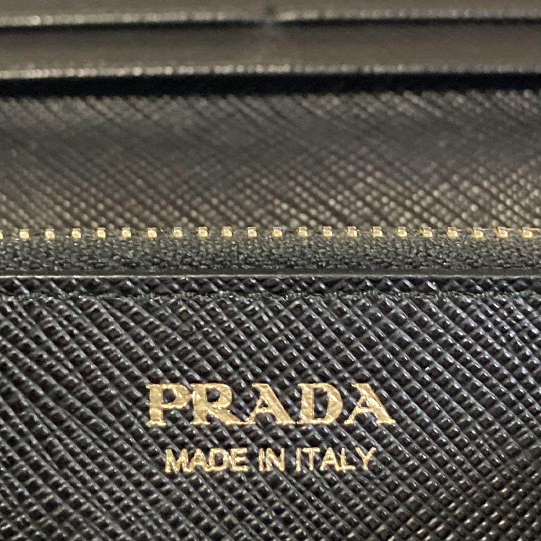 本日特別価格　美品　PRADA プラダ　長財布　リボン　ゴールド　黒　ロング　金