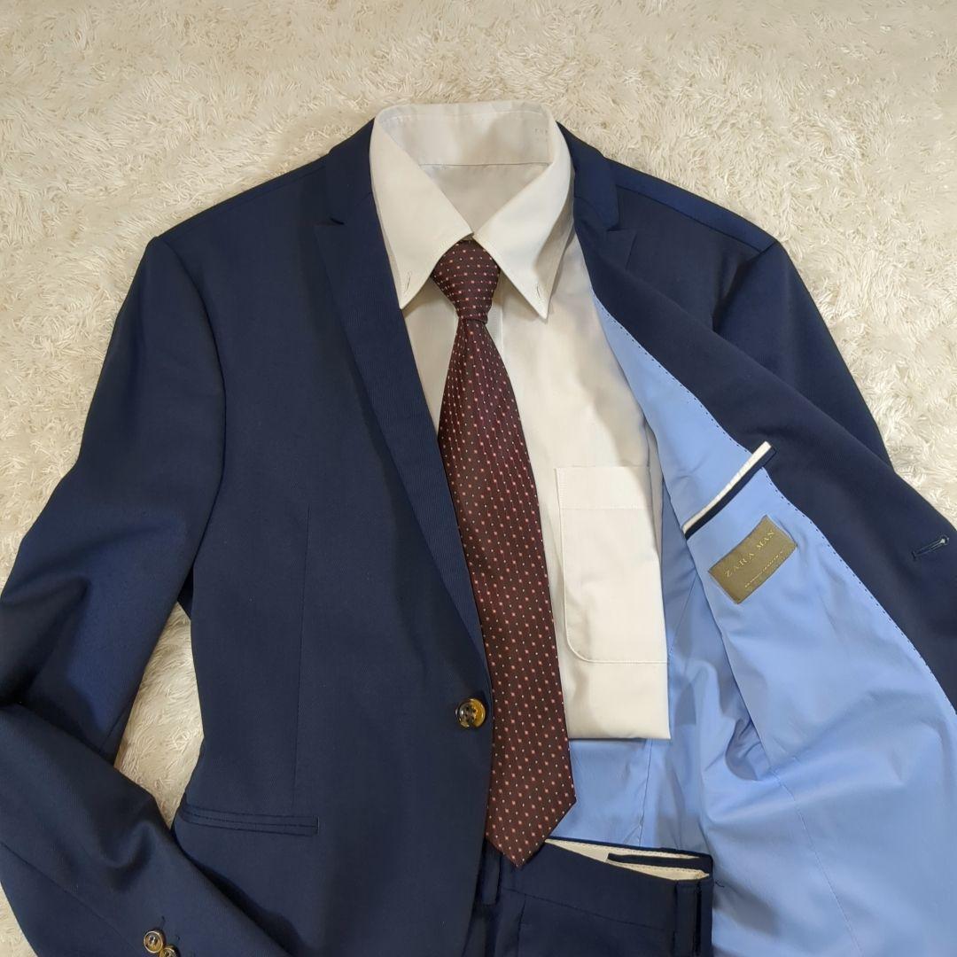 極美品✨️ZARA MAN スーツ セットアップ 洗える ストレッチ ネイビー