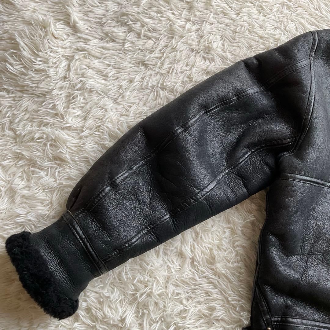 美品✨B-3 羊革 レザージャケット リアルムートン ブラック 40 ボア 美品✨B-3 羊革 レザージャケット リアルムートン ブラック 40 ボア