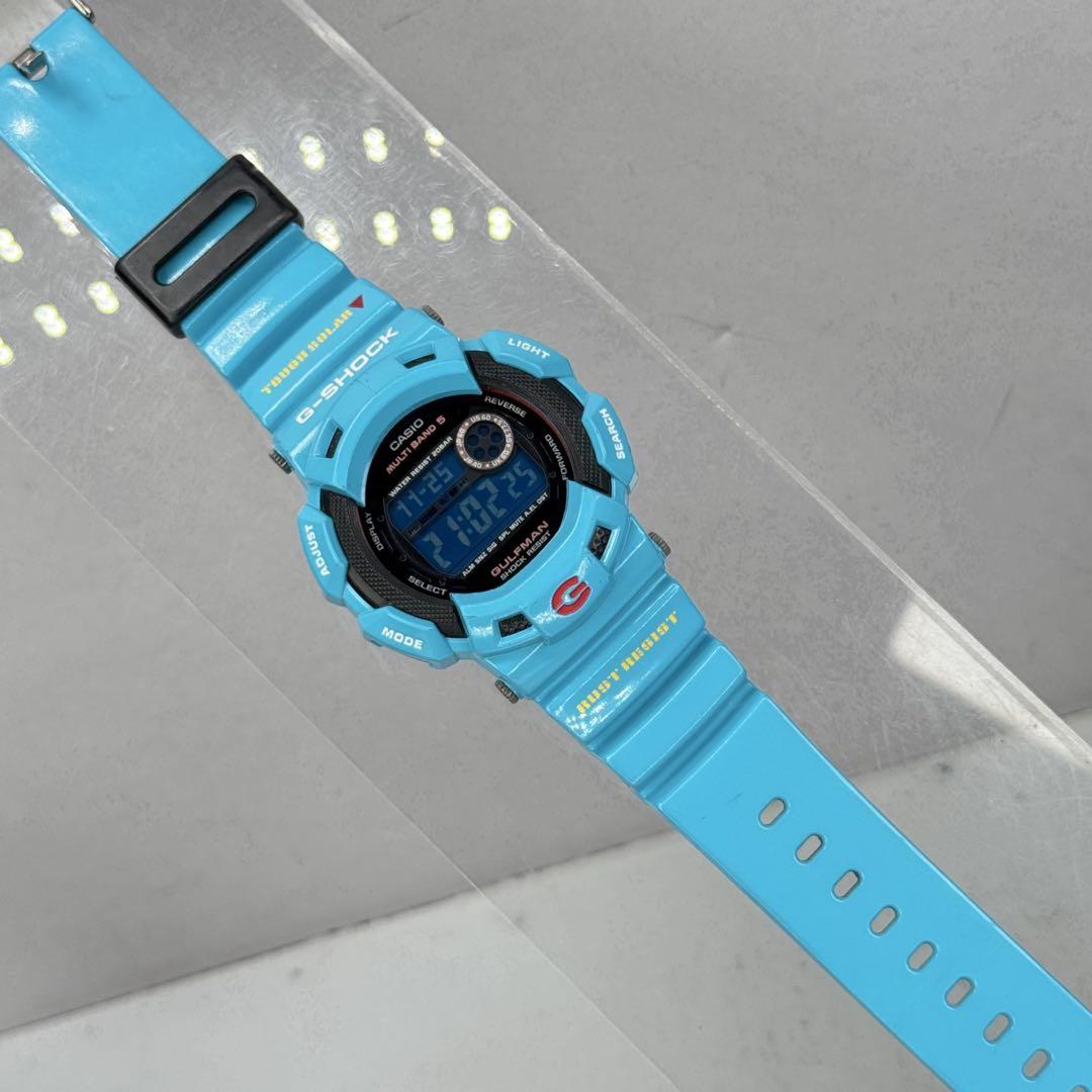 美品 箱説付 G-SHOCK GW-9100BL ガルフマン 電波ソーラー 水色