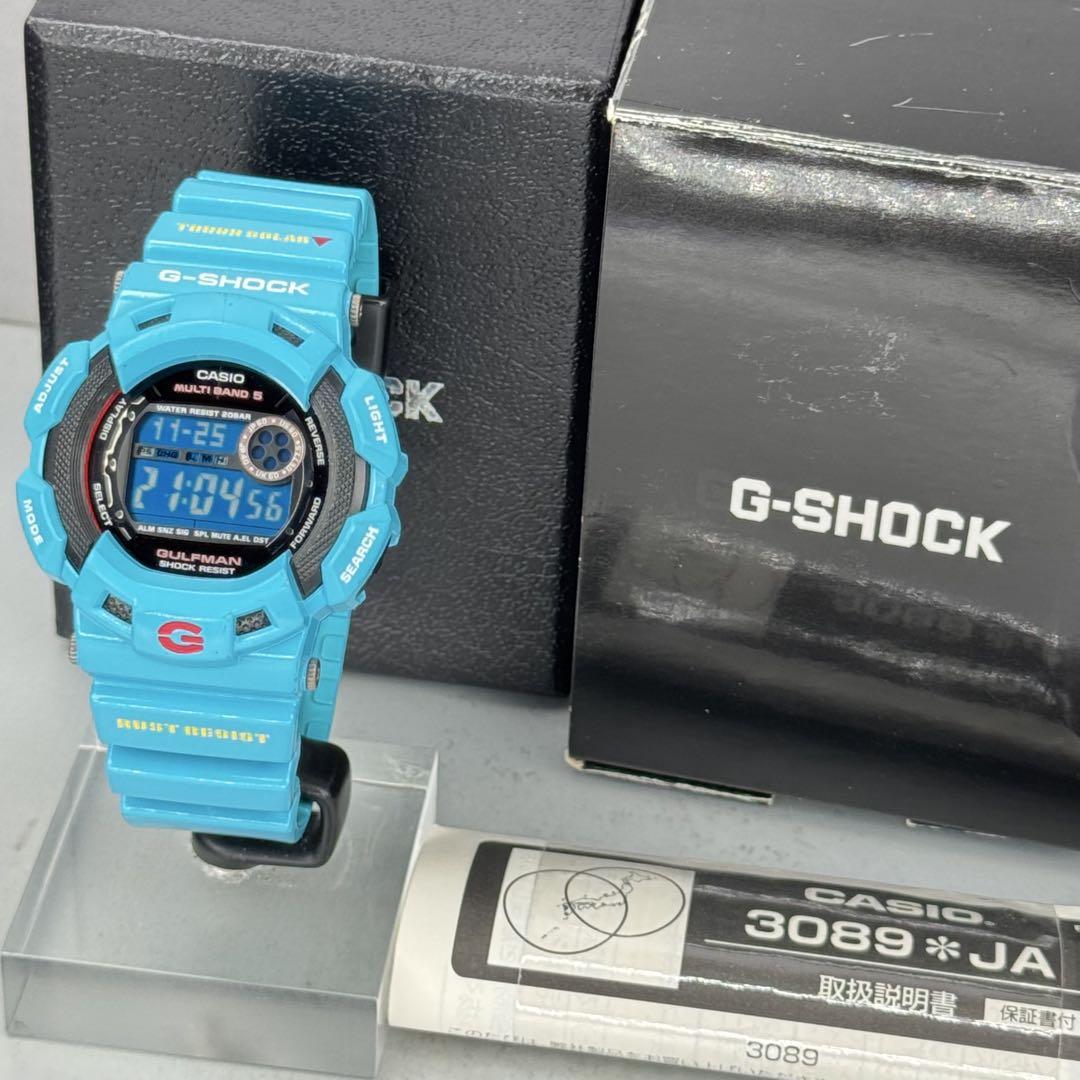 美品 箱説付 G-SHOCK GW-9100BL ガルフマン 電波ソーラー 水色