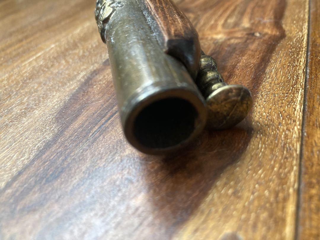 アンティーク銃 木製　真鍮　彫刻入り
