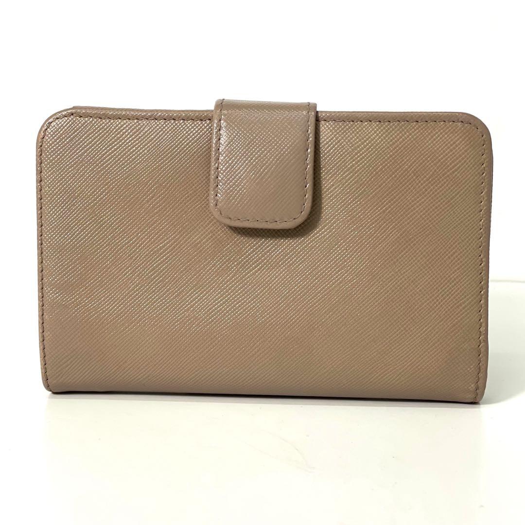 ✨️美品✨️ PRADA 二つ折財布 サフィアーノレザー ベージュ