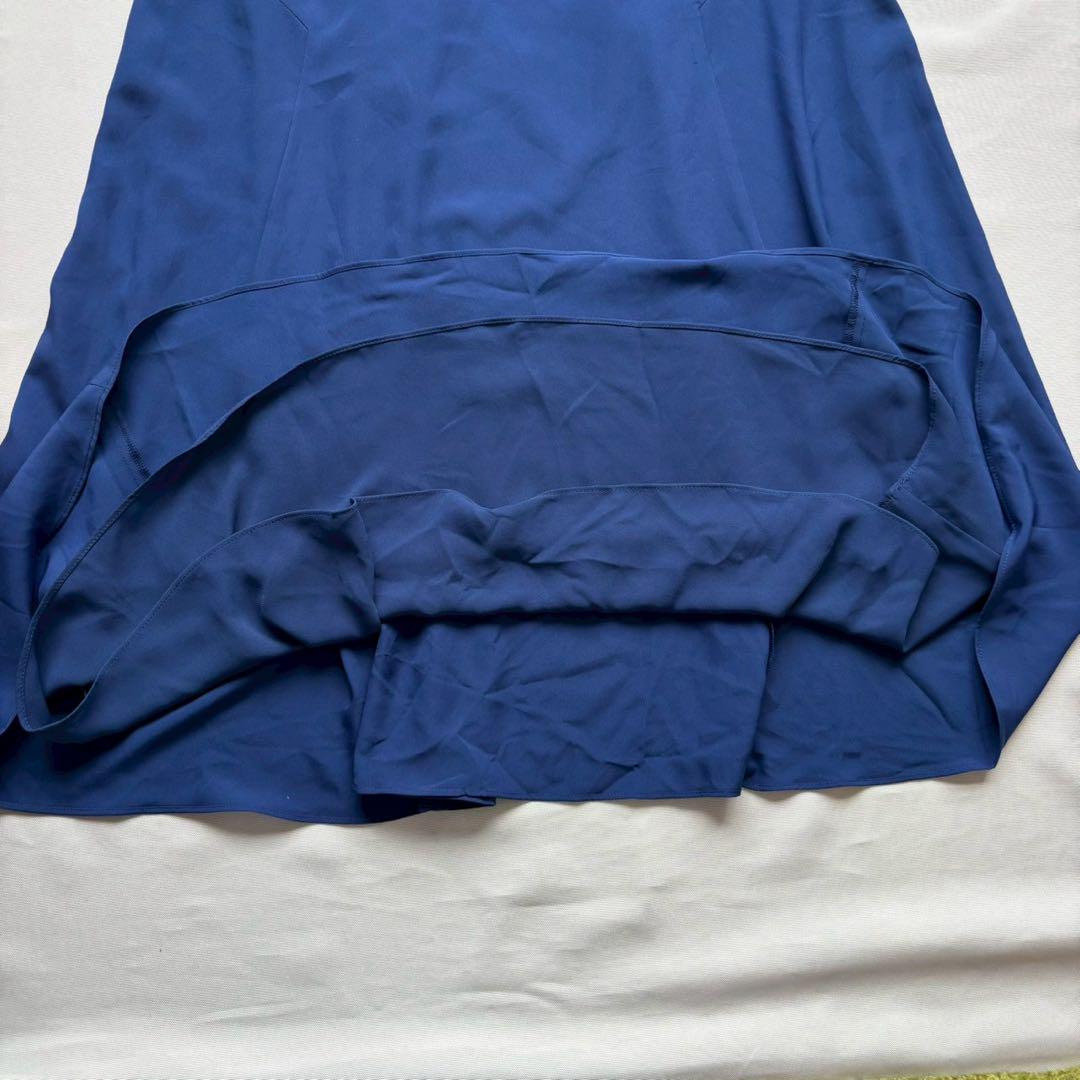 新品 ノースリーブワンピース フレア ミモレ丈 ブルー ラルフ