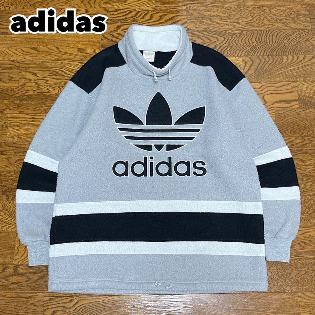 90s adidas アディダス フリース 刺繍ロゴ デカロゴ デサント製