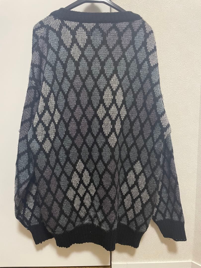 COLORE ニットカーディガン アーガイル柄 ブラック イタリア製 COLORE ニットカーディガン アーガイル柄 ブラック イタリア製