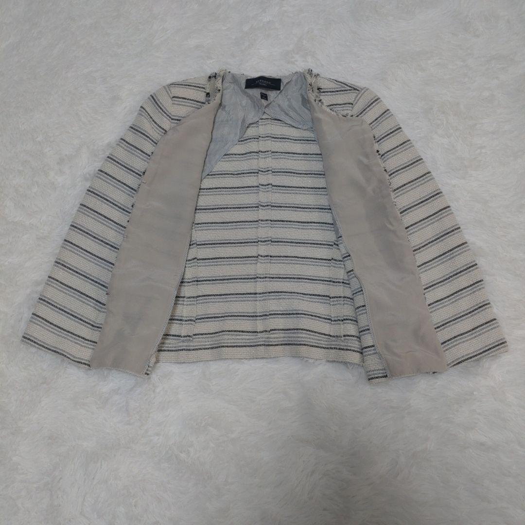 MaxMara WEEKENDツイード ノーカラージャケット ボーダー 42