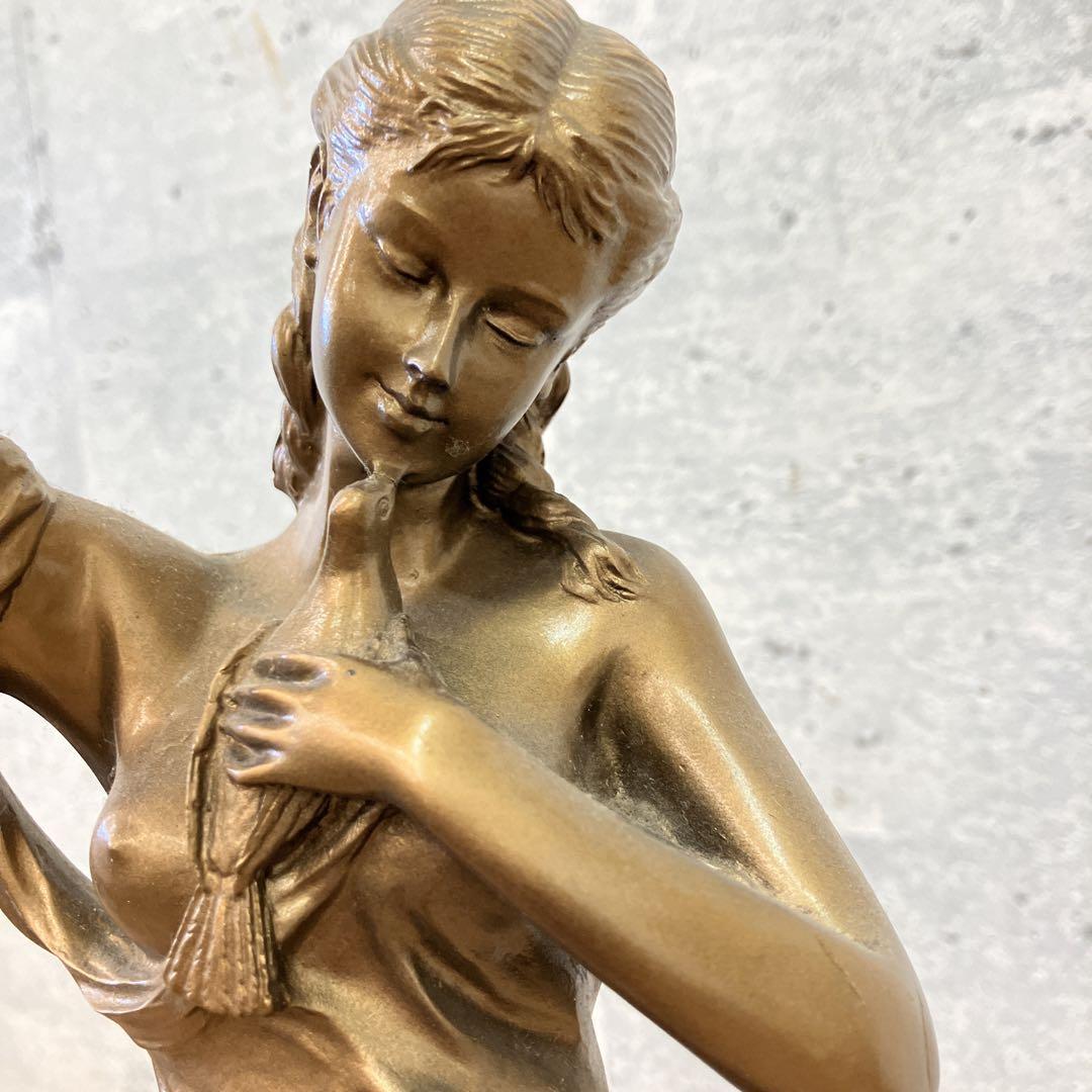 CITIZENシチズン　ブロンズ　平和の女神　鳩　裸婦像　振り子時計金色完動品！ CITIZENシチズン ブロンズ 平和の女神 鳩 裸婦 振り子置き時計