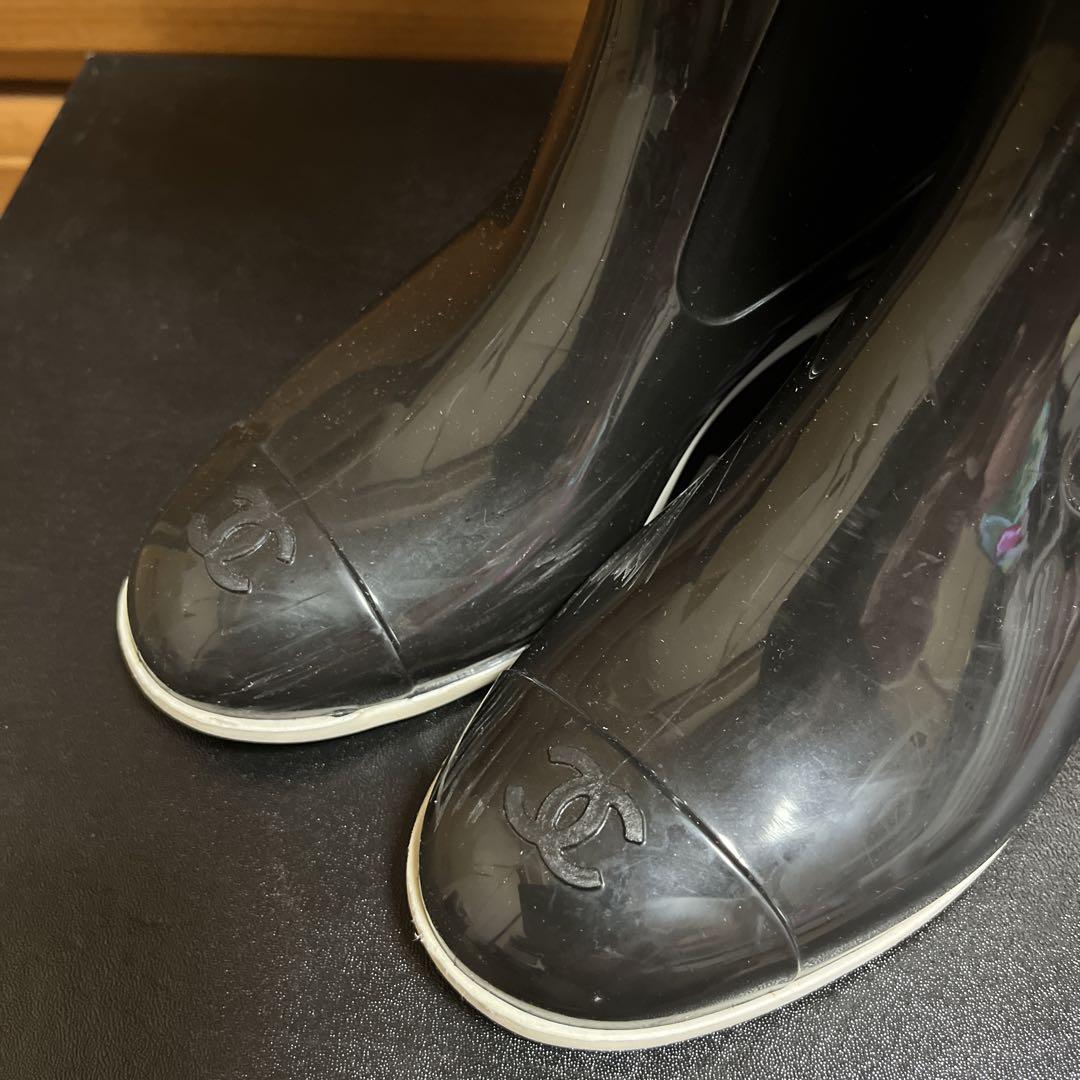 シャネル レインブーツ 37 長靴 CHANEL - 美品 CHANEL シャネル レインブーツ 長靴 マトラッセ