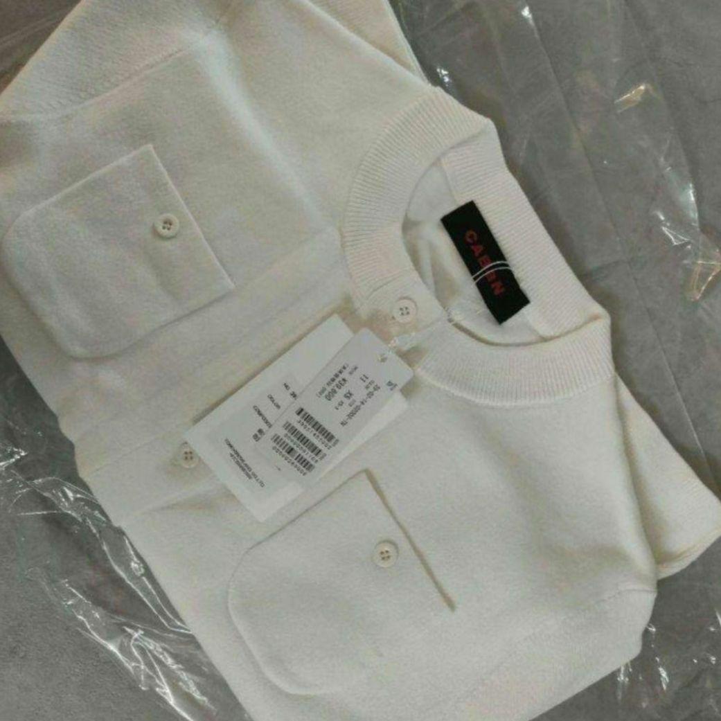 CABaN コットン カシミア クルーネック カーディガン ホワイト XS