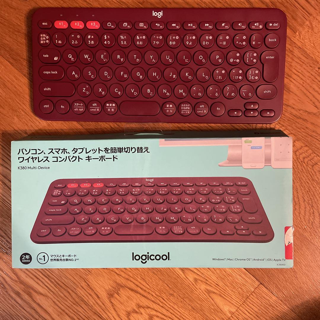 logicool K380 ワイヤレスキーボード ワインレッド - メルカリ