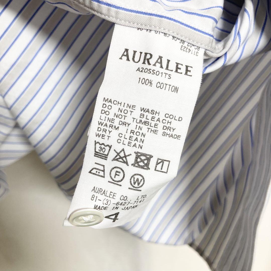 サイズ4！ AURALEE ウォッシュドフィンクスツイルストライプシャツ