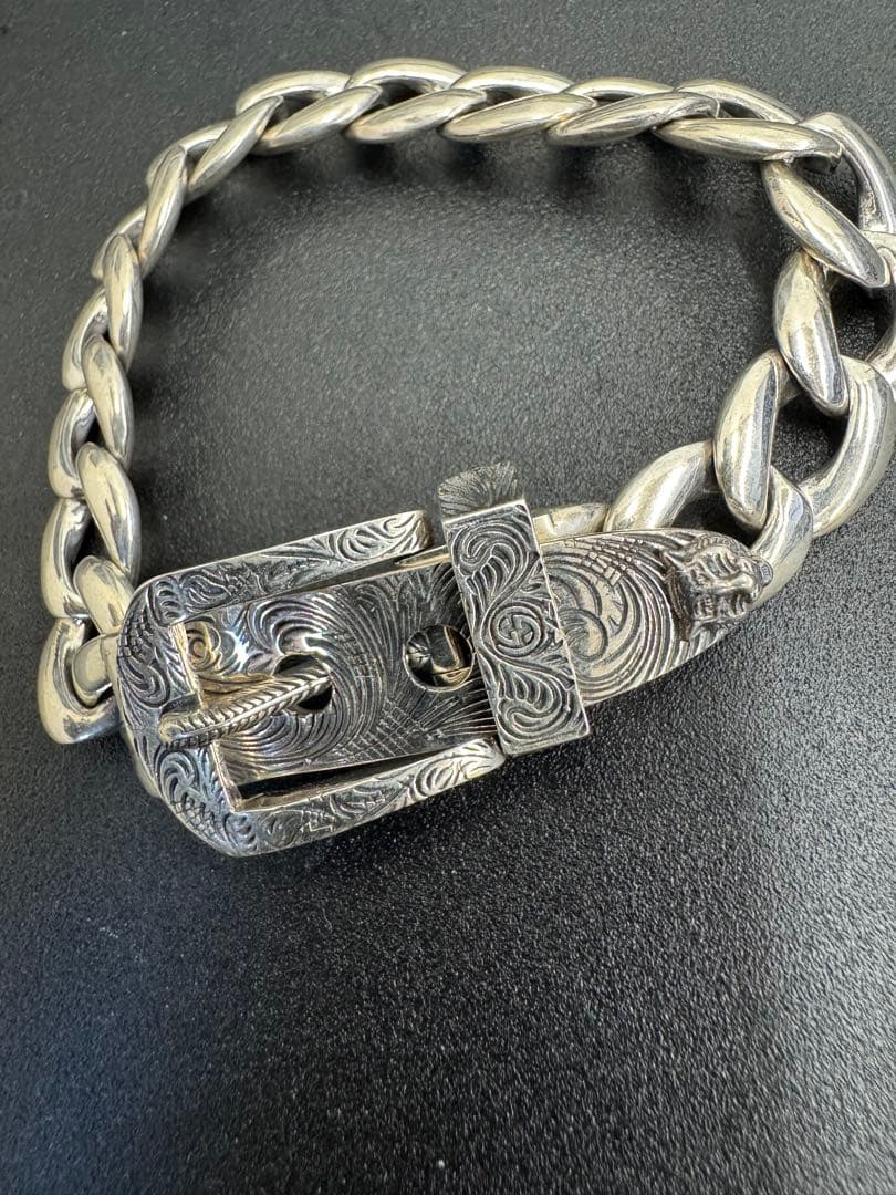 シルバー925素材　唐草　馬蹄ブレスレット　925