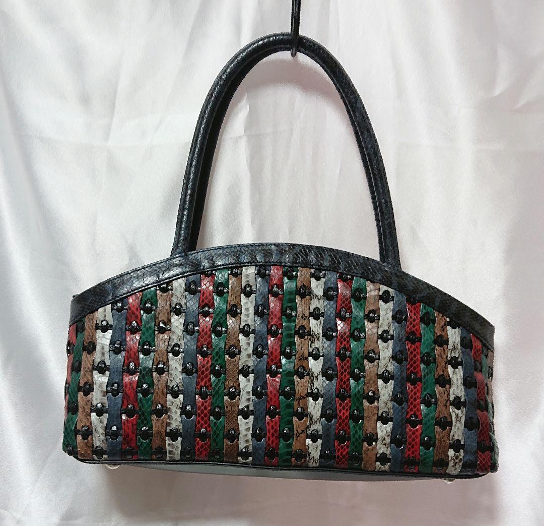 新品未使用！本革(蛇皮)メッシュバッグ