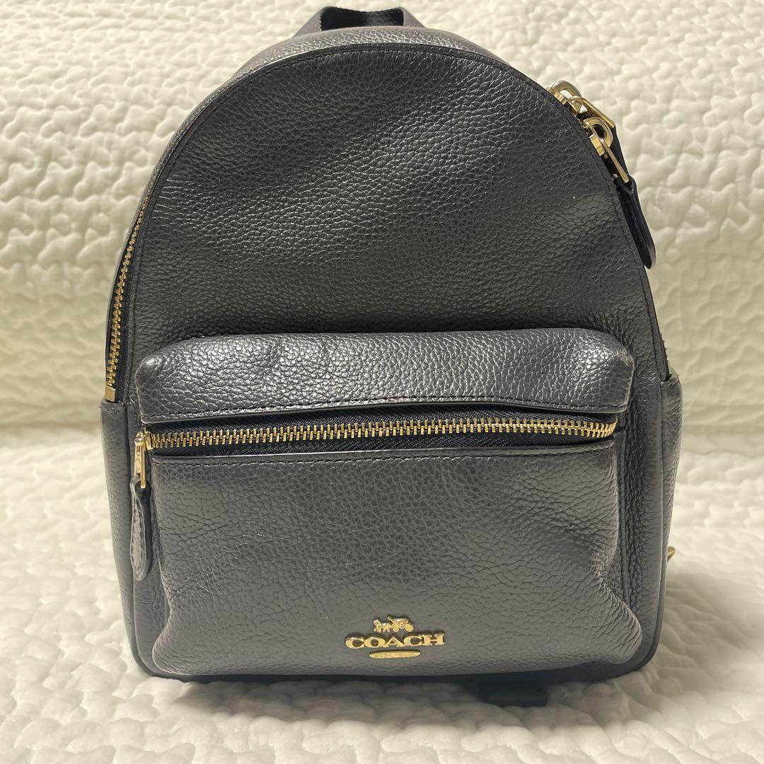 COACH グレー レザー リュック