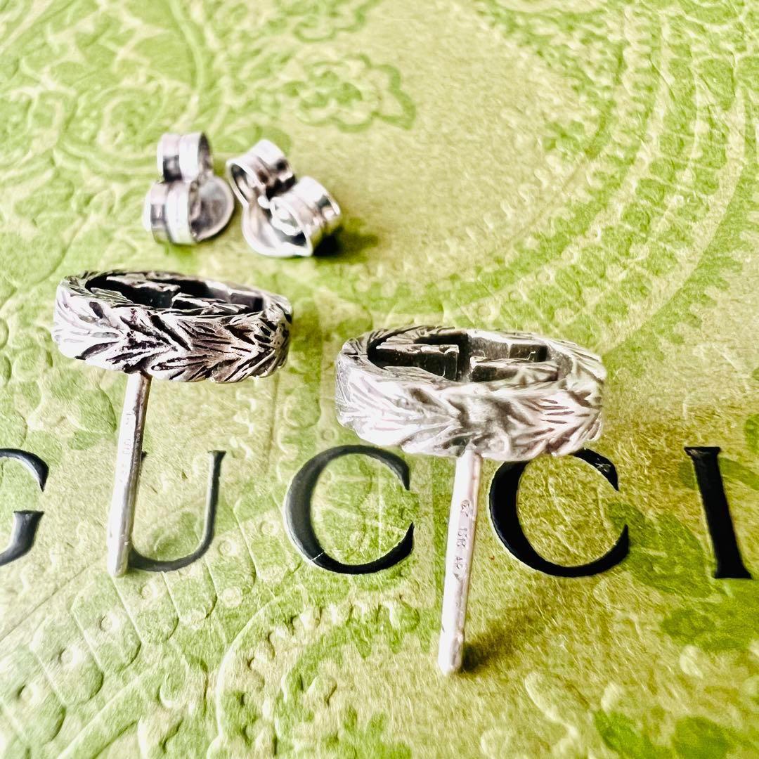 ✨極美品✨GUCCI　グッチ　ピアス　インターロッキング　アラベスク　燻　両耳用