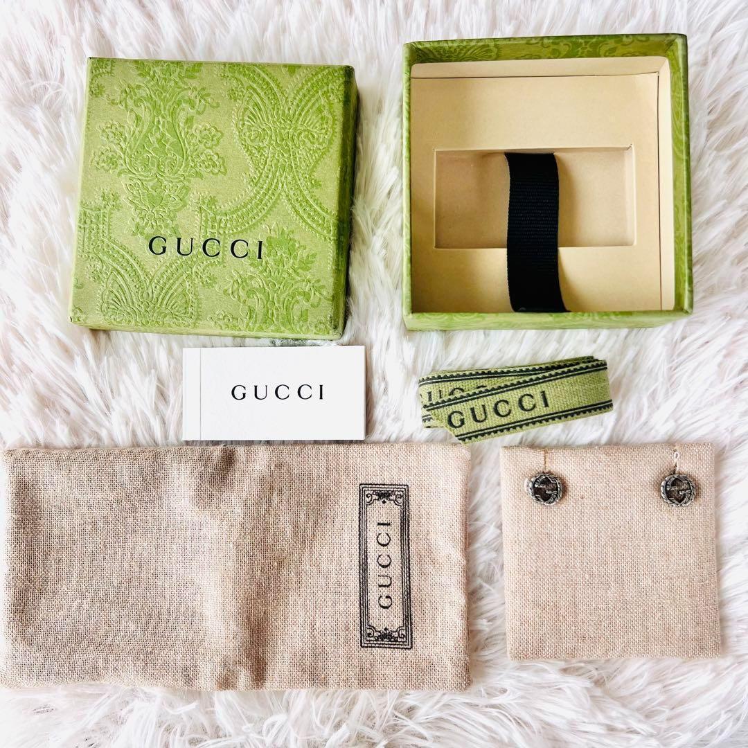 ✨極美品✨GUCCI　グッチ　ピアス　インターロッキング　アラベスク　燻　両耳用