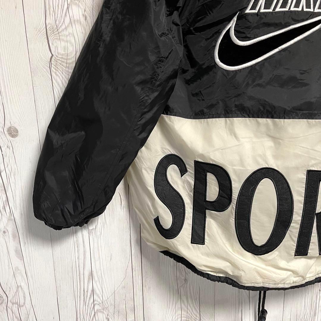 90s白タグ　NIKE　ナイキ　ナイロンジャケット　バックロゴ刺繍　ブラック黒