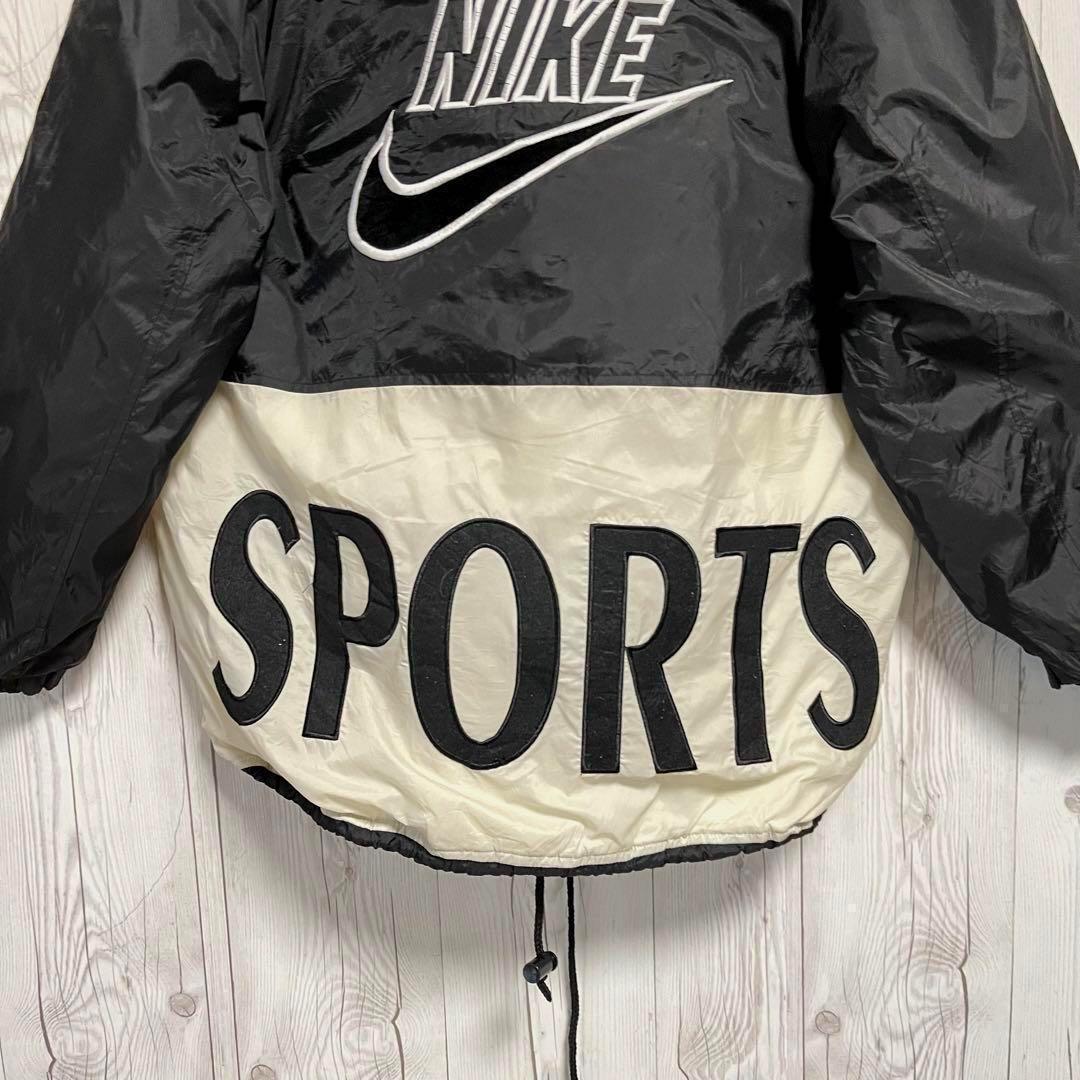 90s白タグ　NIKE　ナイキ　ナイロンジャケット　バックロゴ刺繍　ブラック黒