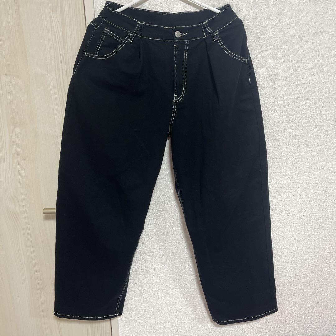 おすすめネット 激太バギーデニム DIME似 白ステッチ BLACK デニム