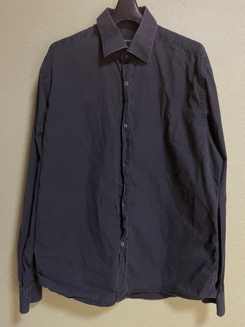 GUCCI グッチ ブラック コットンシャツ スペイン製 トムフォード期L GUCCI