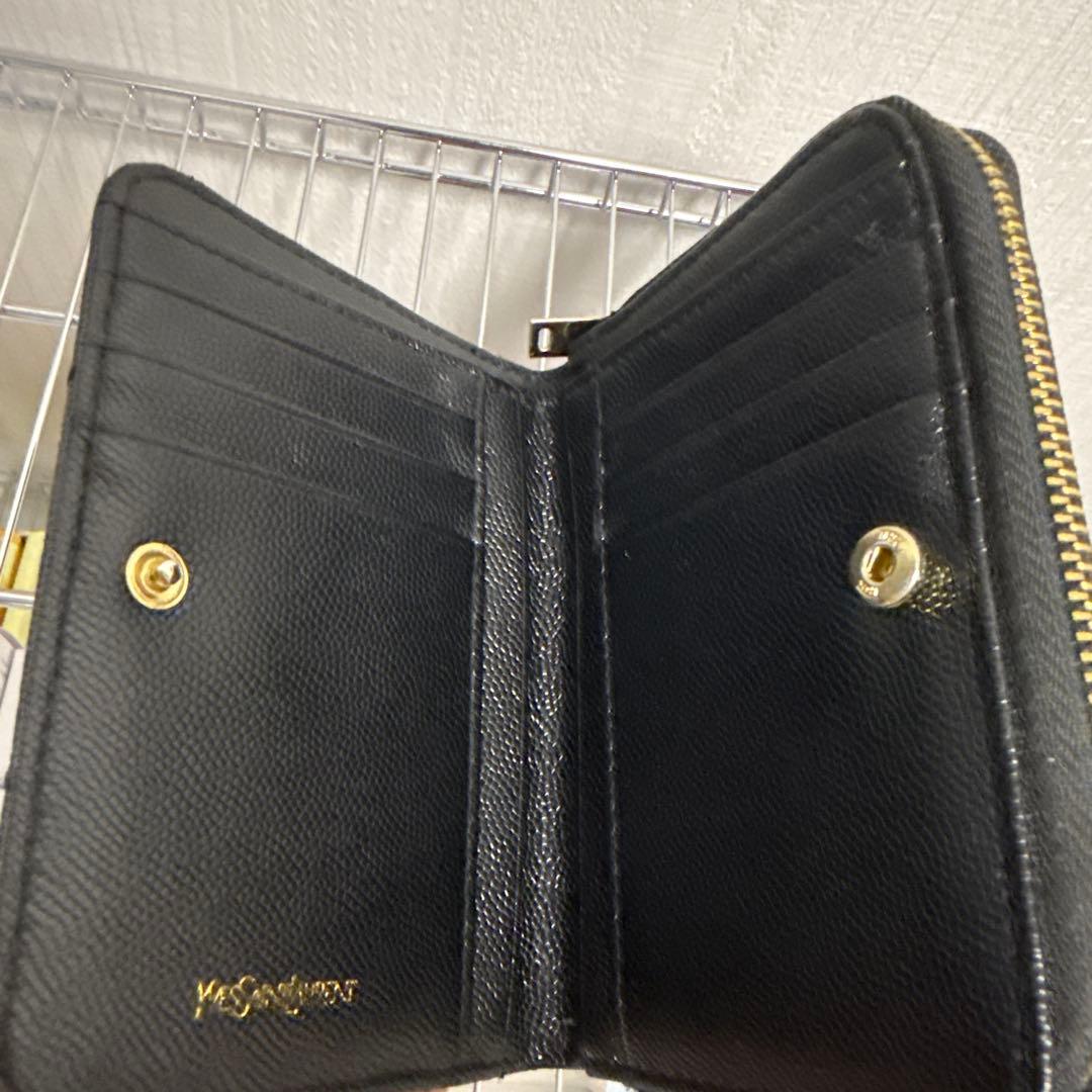 YSL ブラック 二つ折り財布 キルティング