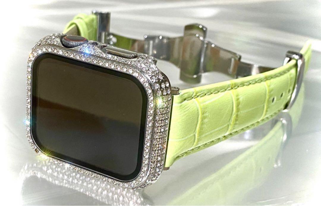 Pig/⭐︎Apple Watchキラキラカバーケースアップルウォッチレザーバンド