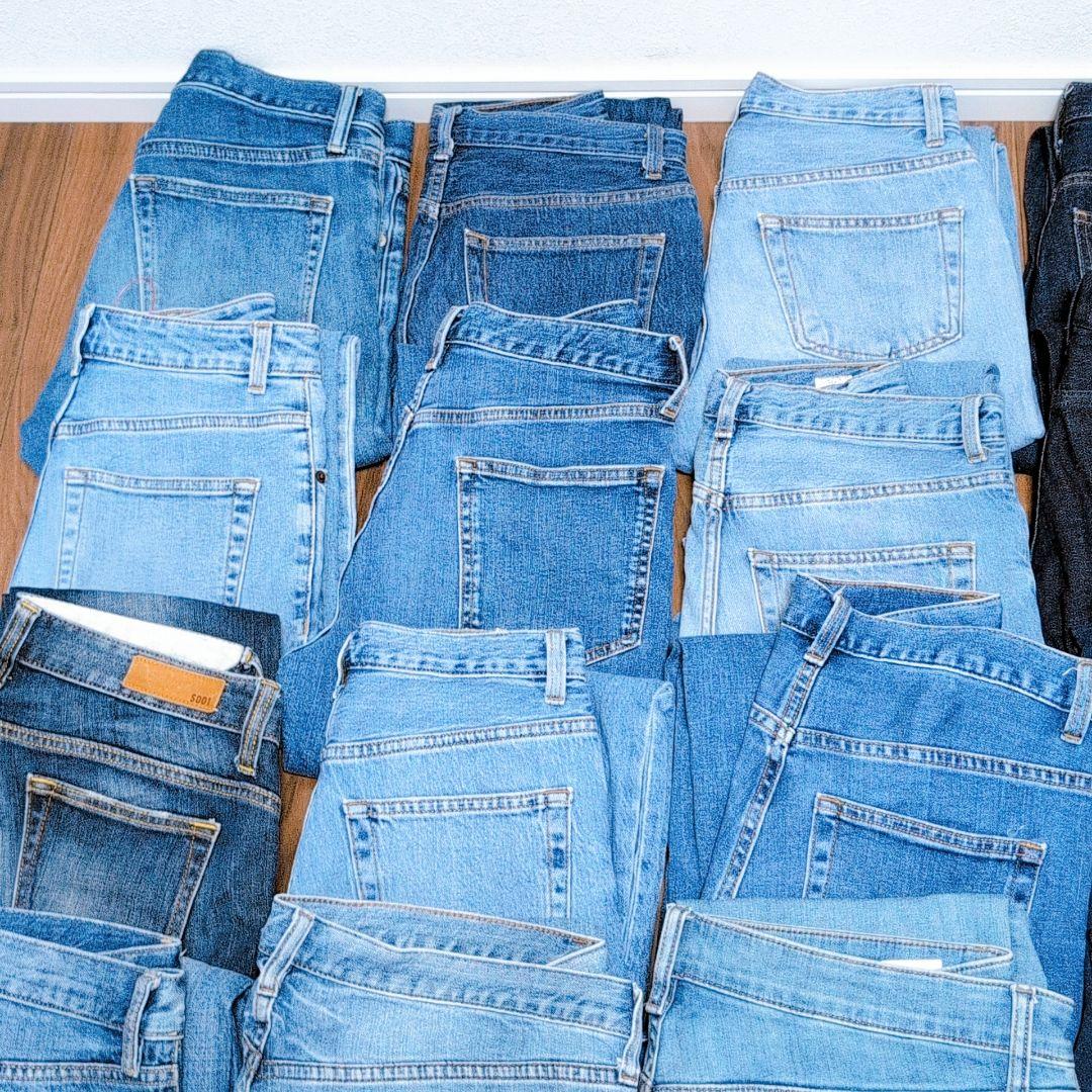 薄い色 濃い色デニムパンツ まとめ売り40本 リメイク リペア