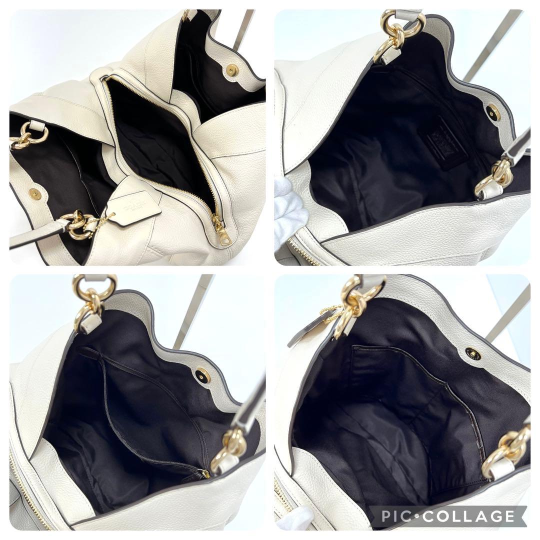 コーチ　COACH　トートバッグ　ハンドバッグ　レザー　肩掛け　アイボリー