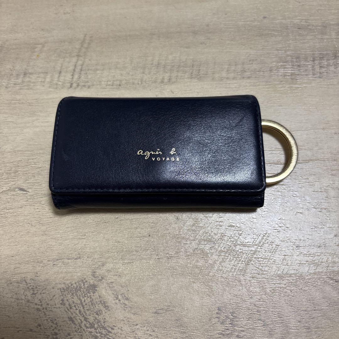 D222201 agnes b. レザーキーケース agnès b. ネイビー レザー キーケース - メルカリ