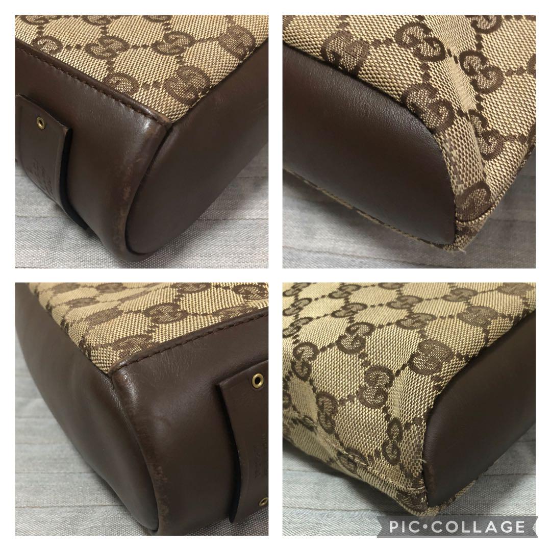 GUCCI ショルダーバッグ GGキャンバス ブラウン レザー ワンショルダー
