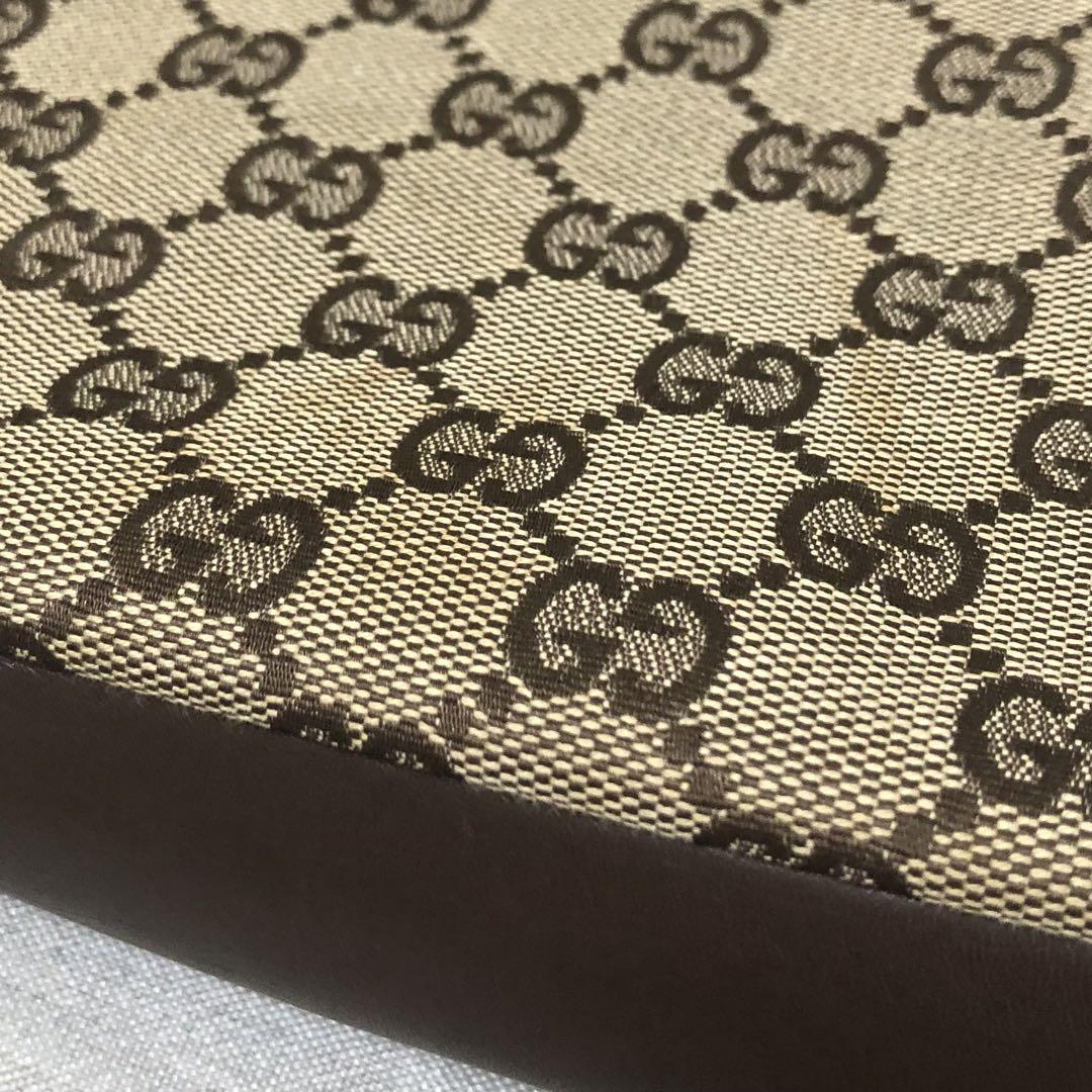 GUCCI ショルダーバッグ GGキャンバス ブラウン レザー ワンショルダー