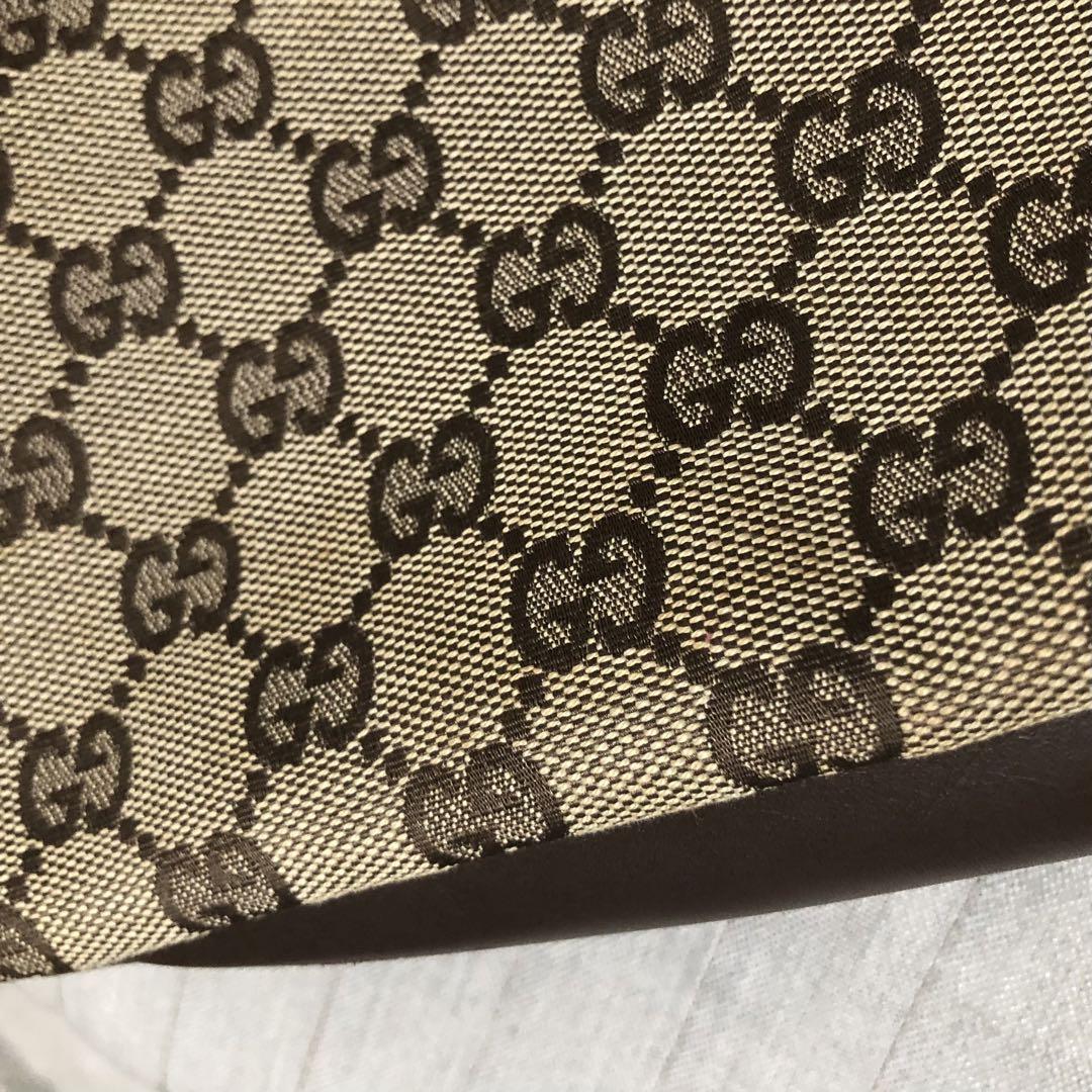 GUCCI ショルダーバッグ GGキャンバス ブラウン レザー ワンショルダー