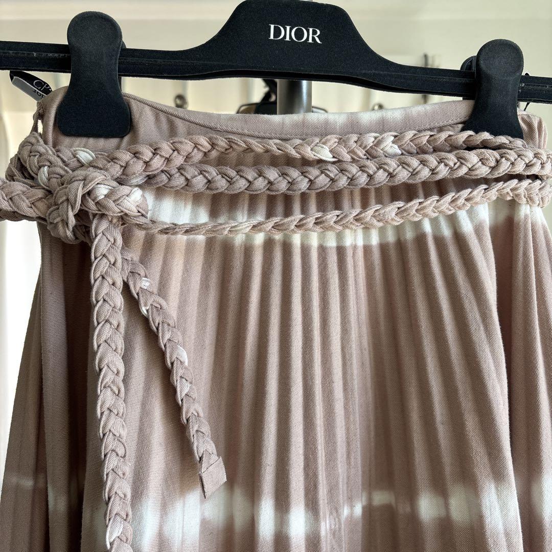 最新 Dior 】美品 36 ベージュホワイト プリーツスカート スカート