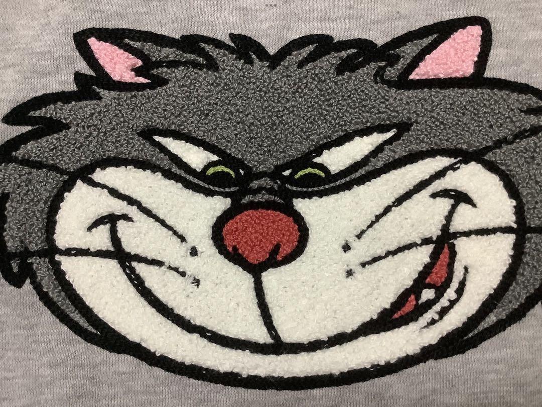 ルシファー　ディズニー　裏起毛　レディース　トレーナー　サガラ刺繍　猫　L