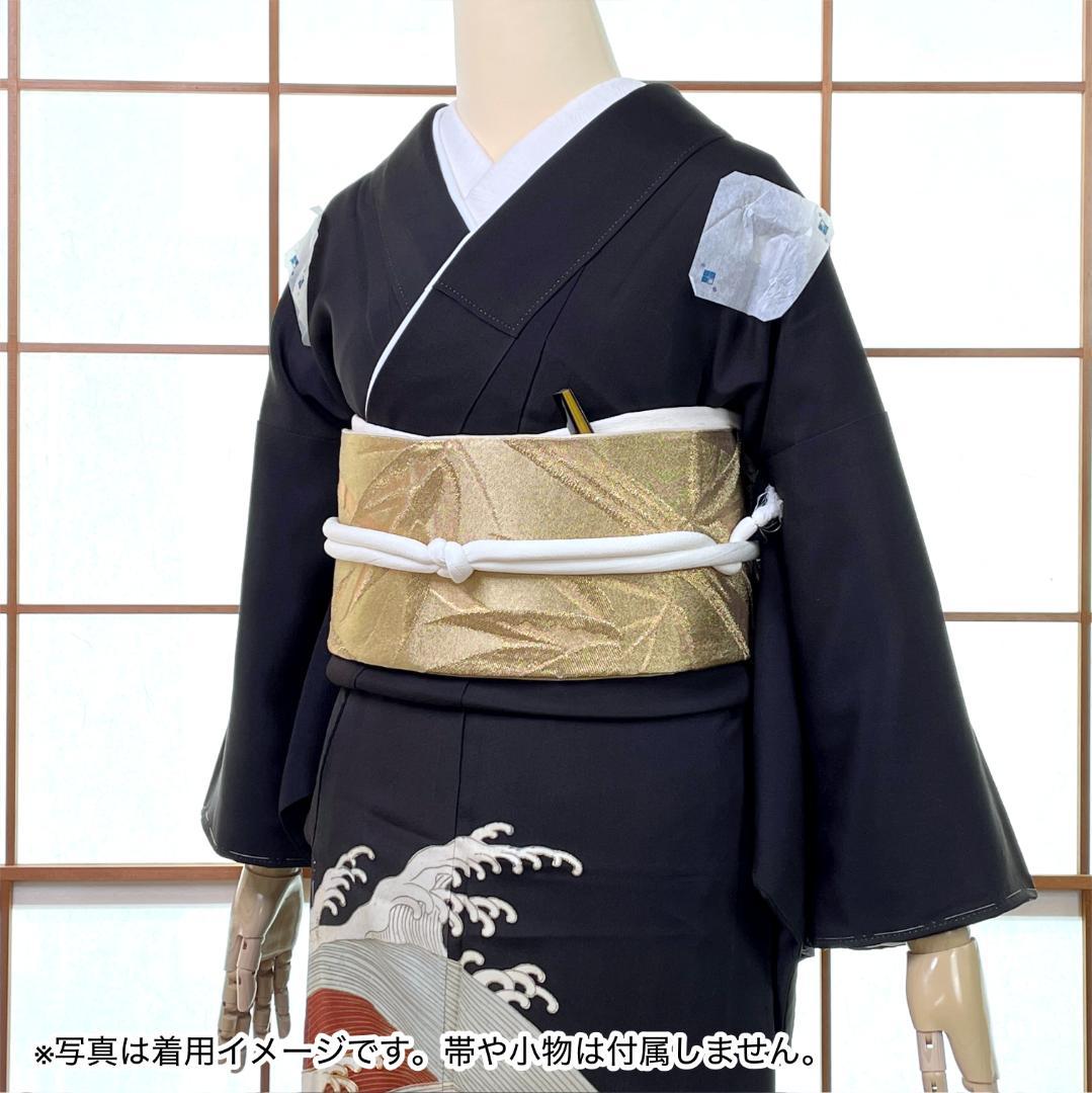 当店在庫してます！ 黒留袖着物 A-0322 kimono antique 荒波 刺繡金彩 正絹 着物・浴衣