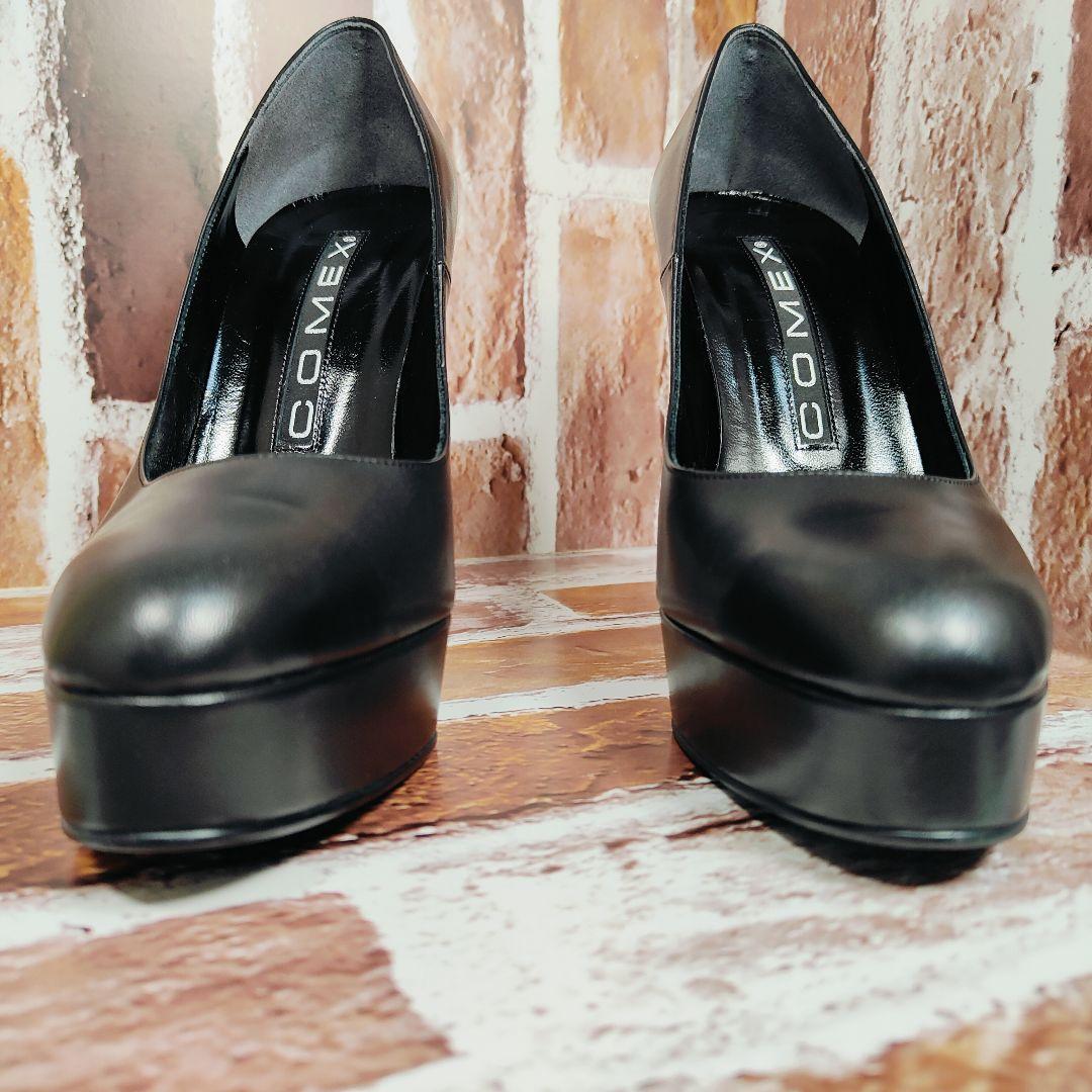 【極美品】COMEX（23.5）ハイヒール　パンプス　黒　厚底
