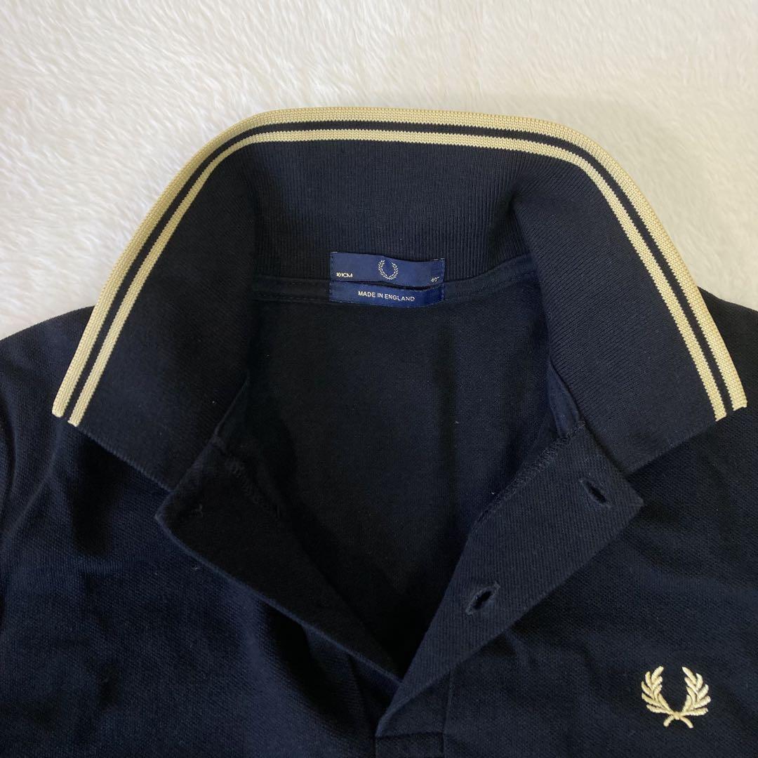 フレッドペリー FRED PERRY ポロシャツ 英国製 刺繍ロゴ L 黒