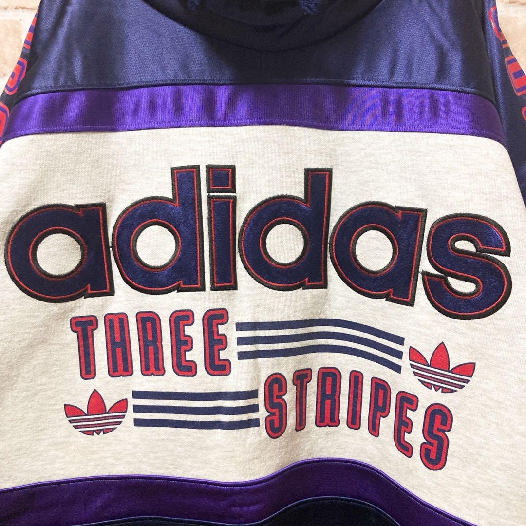 【90's 旧タグ】adidas アディダス　デサント　刺繍　スリーブロゴM-L