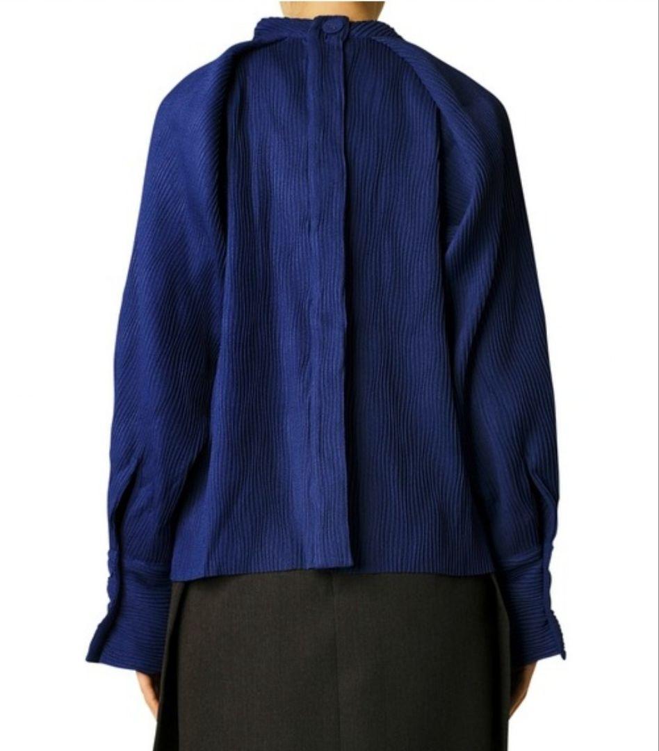 美品 LE CIEL BLEU ウェーブプリーツ ブラウス ロイヤルブルー
