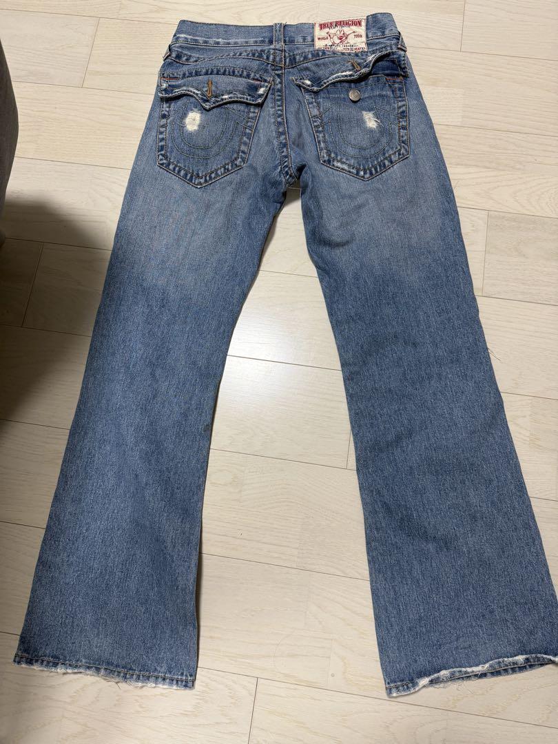 美品TRUE RELIGION フレアデニム ブーツカット 32 トゥルーレリジョン ブーツカットデニム・フレアデニム ブラック