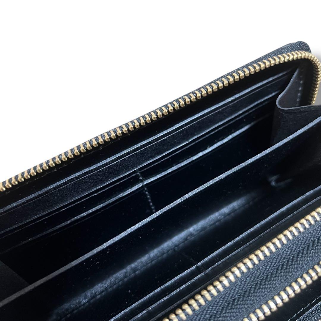 美品 長財布 ブライドルレザー ブラック ダブルファスナー イントレチャート