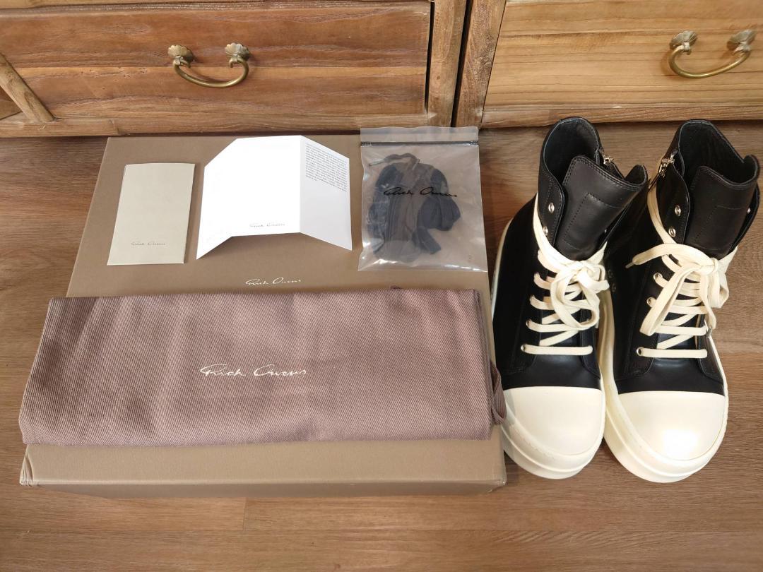 RICK OWENS 本革 厚底ジップアップ ハイカットスニーカー ダブル