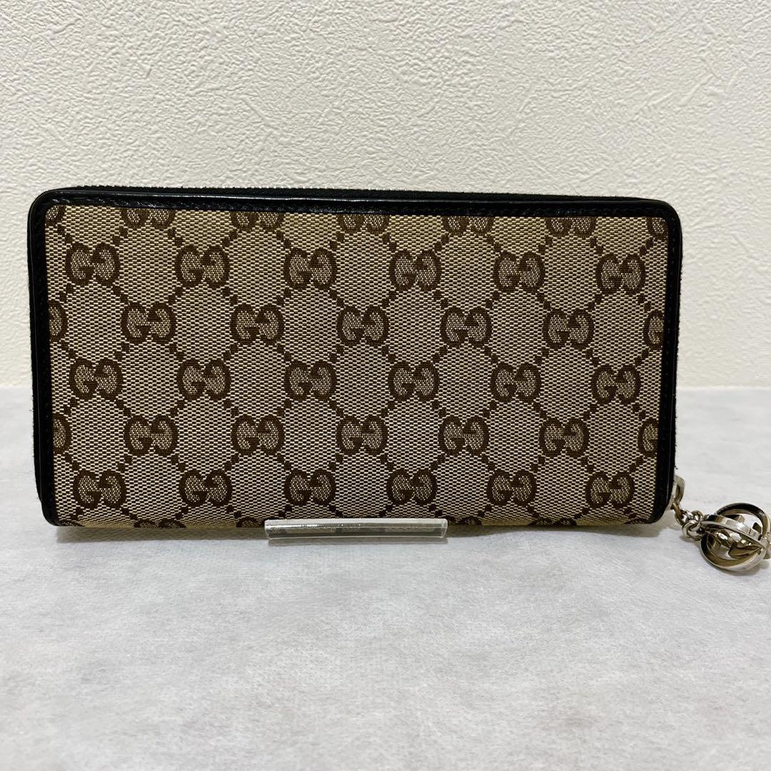 【極美品✨】GUCCI グッチ　ラウンドファスナー　キャンバス　ブラック