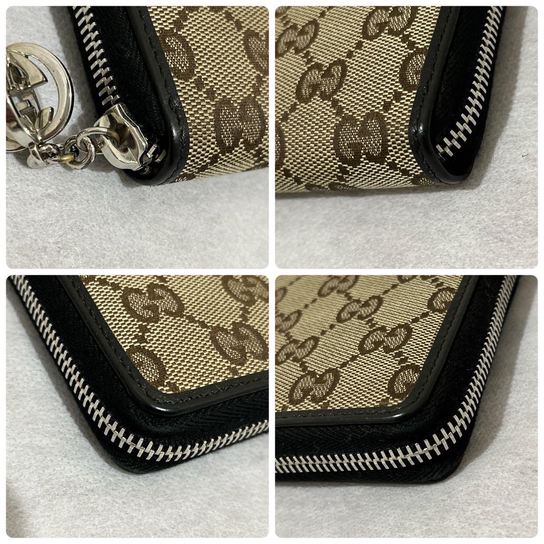 【極美品✨】GUCCI グッチ　ラウンドファスナー　キャンバス　ブラック