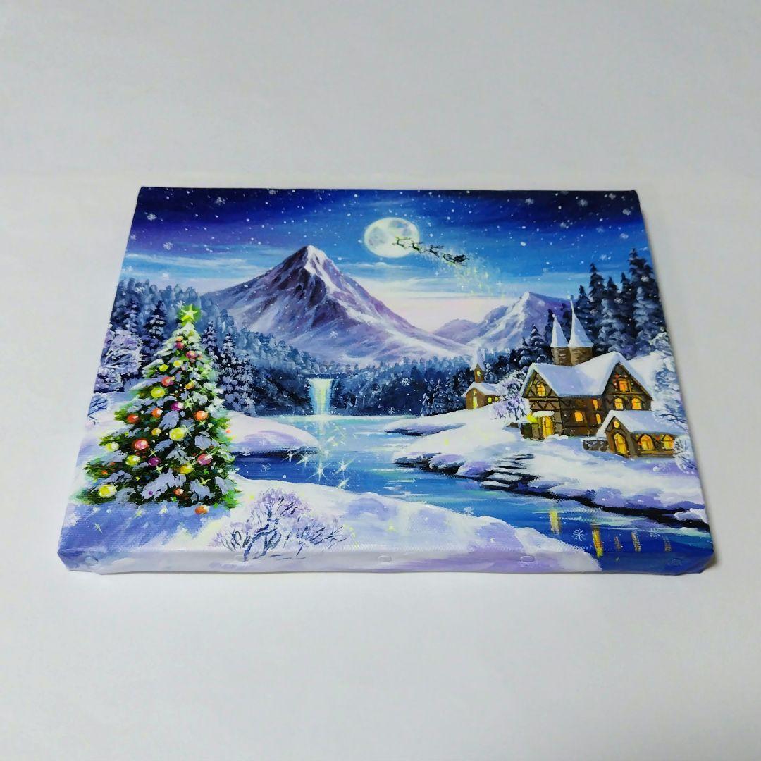 【Christmas③】アクリル画 F3 風景画 絵画