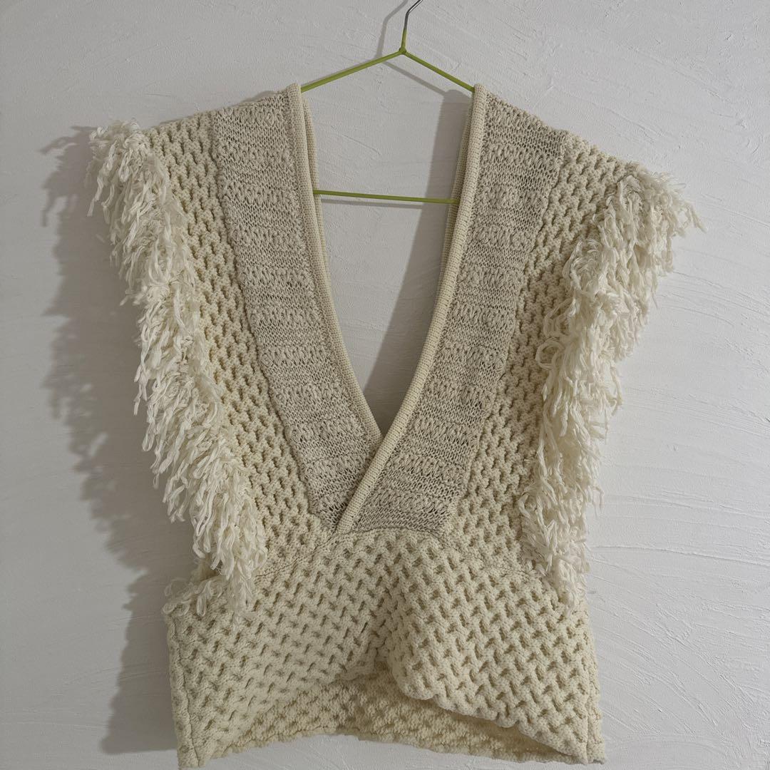 leinwande ニットベスト トップス 中古・古着通販】LEINWANDE (ラインヴァンド) Patchwork Fringe