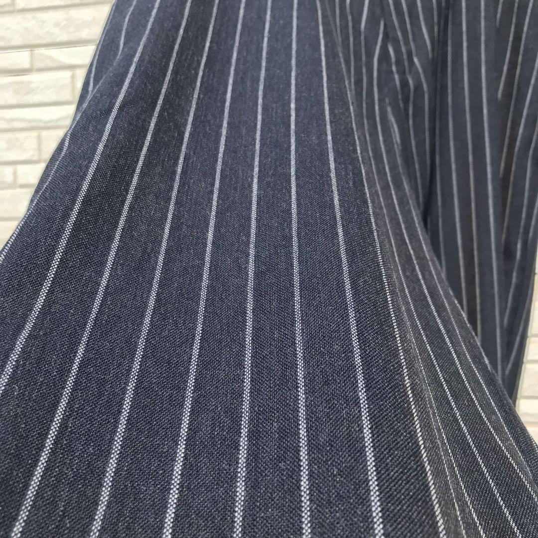 サノバチーズ　スラックス　XL　ストライプ　ネイビー　ウール100