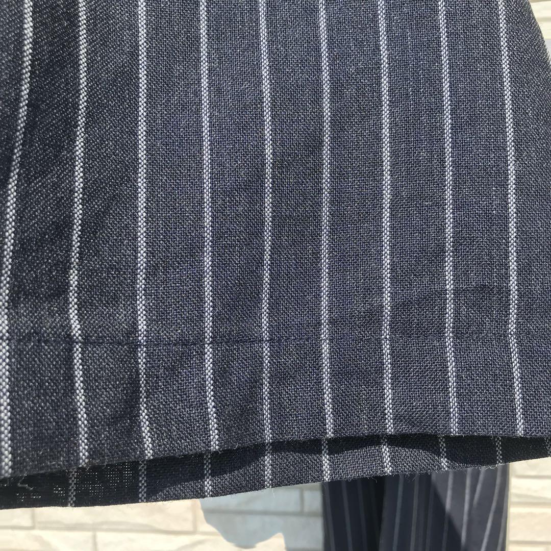 サノバチーズ　スラックス　XL　ストライプ　ネイビー　ウール100