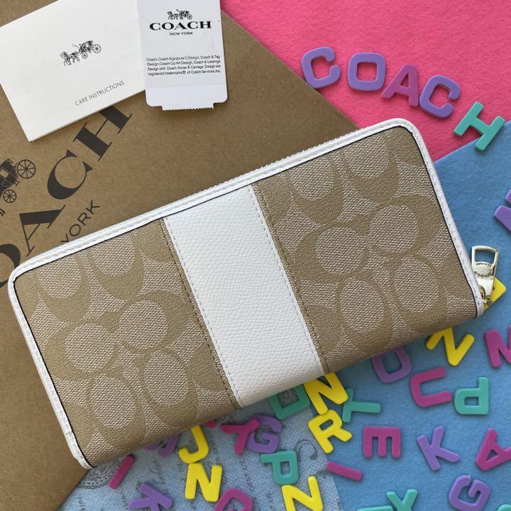 特価正規店 COACH♡コーチ ライン 白 シグネチャー 長財布 GpSlJ-m93317305071 お得限定品